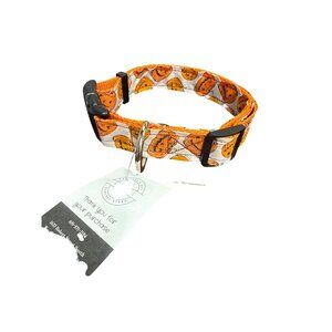 Pumpkin Halloween Adjustable Dog Collar 16-20 Inches Jack-O-Lantern Design Durab